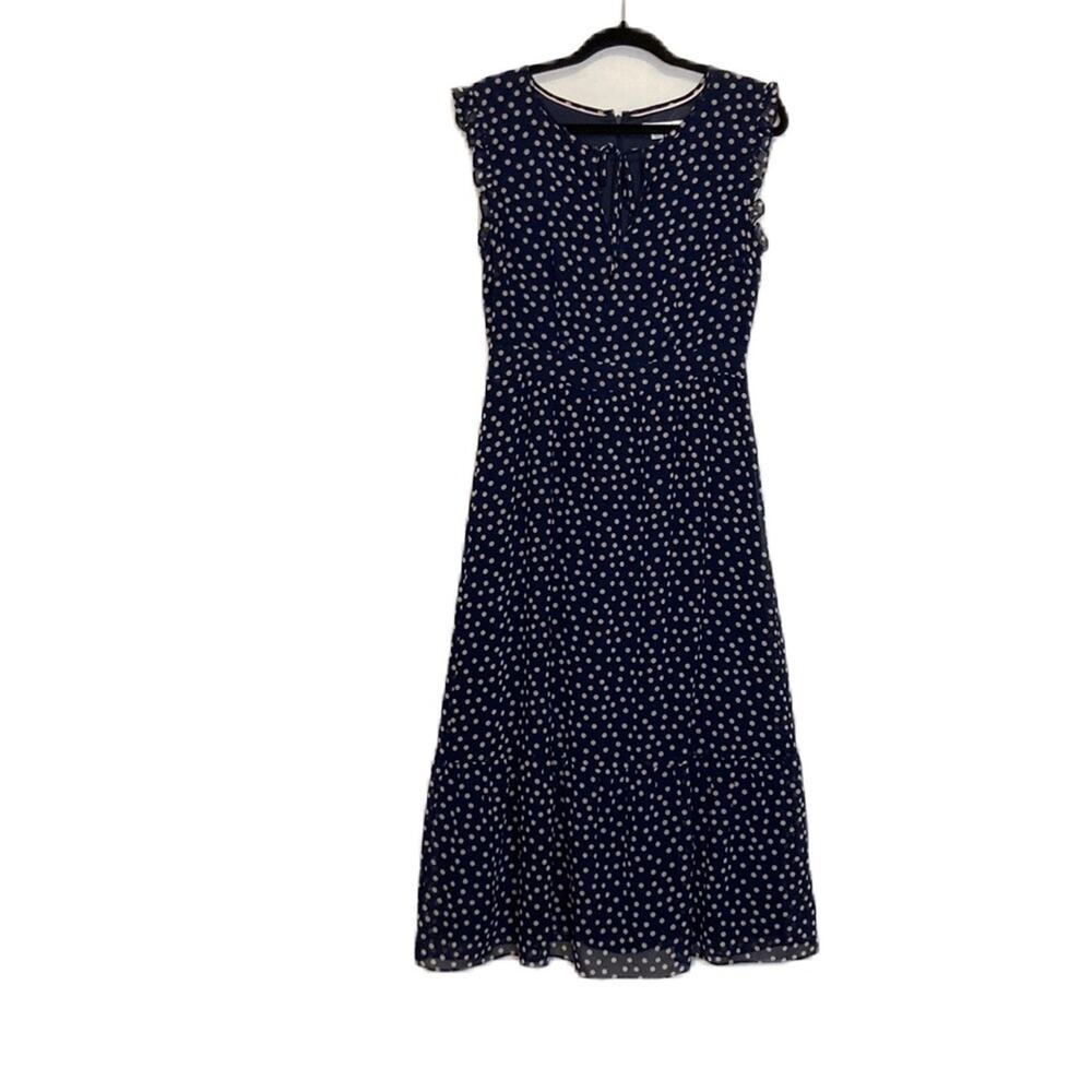 Boden Navy Polka Dot Midi Dress